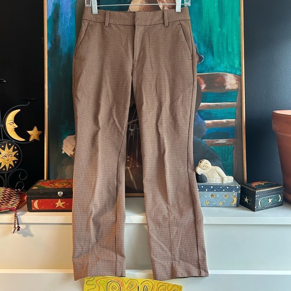 Y2K GAP Brown Checkered Ankle Pants Size 0 Plaid Trousers